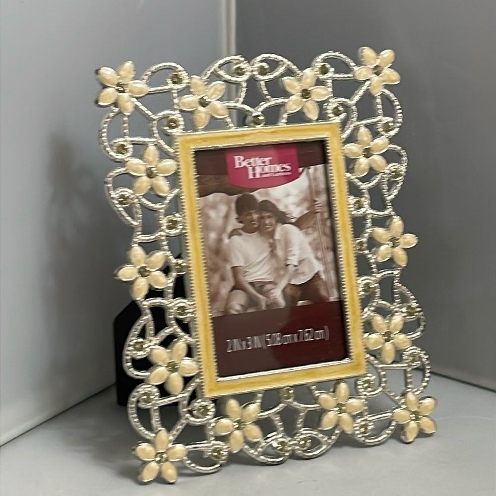 Ornate Flower Silver & Pink Photo Frame by Better Homes & Gardens for 2x3” Photo